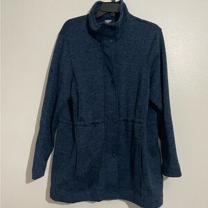 Navy Women's Lands' End Utility Sweater Fleece Coat
